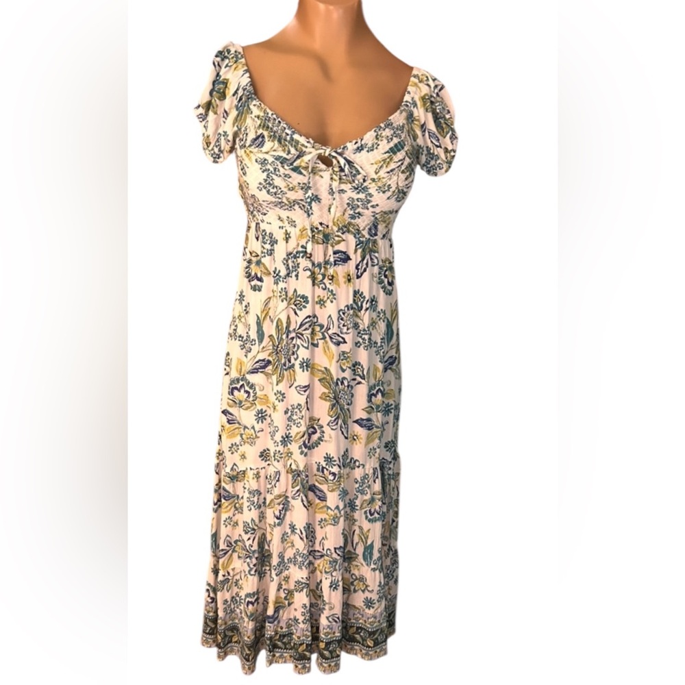 Floral Print Women's Dress with Keyhole Back